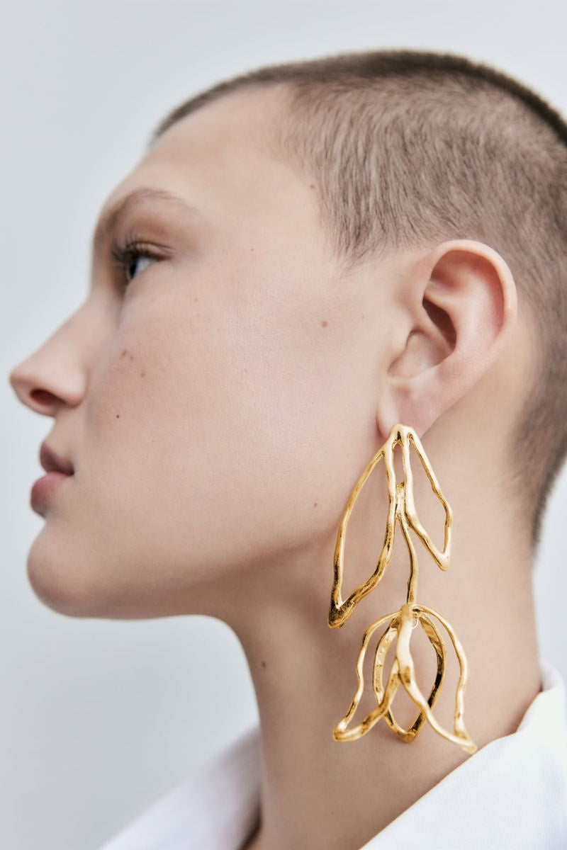 Abstract Floral Drop Earrings