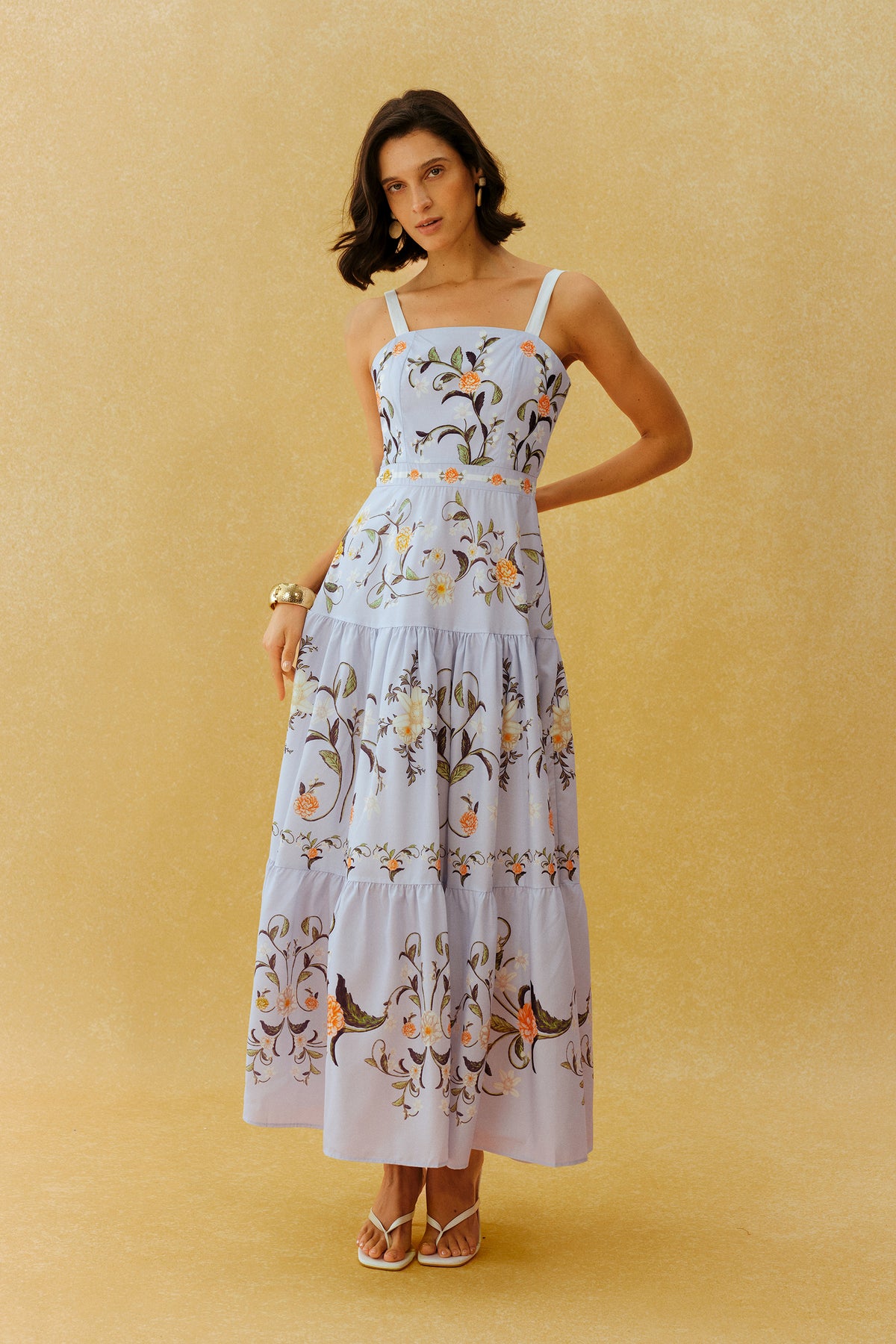Garden Escape Purple Floral Print Spaghetti Strap Maxi Dress