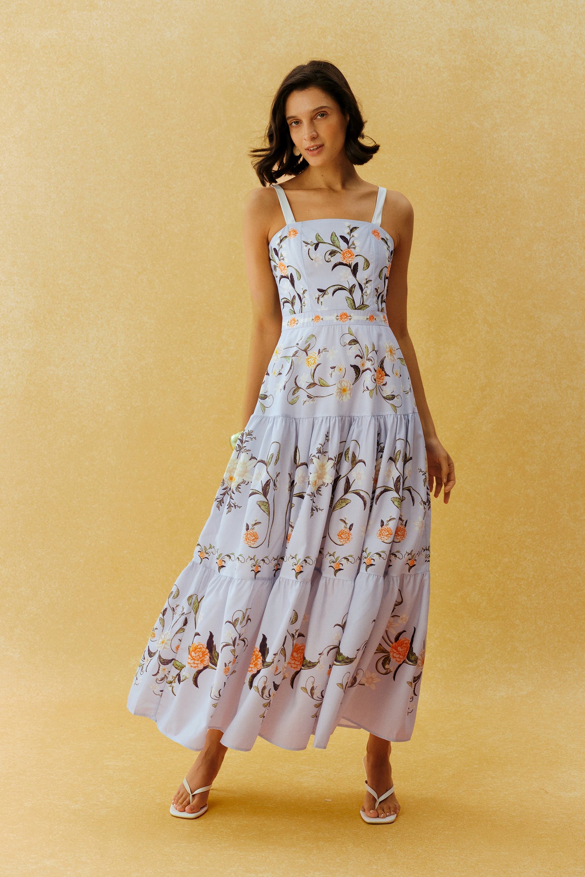 Garden Escape Purple Floral Print Spaghetti Strap Maxi Dress