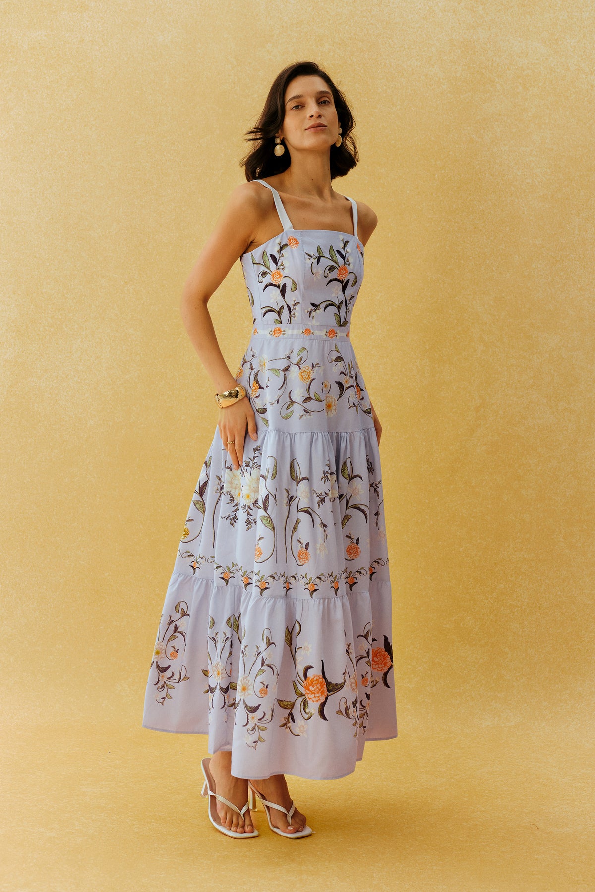 Garden Escape Purple Floral Print Spaghetti Strap Maxi Dress