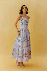 Garden Escape Purple Floral Print Spaghetti Strap Maxi Dress