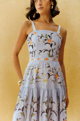 Garden Escape Purple Floral Print Spaghetti Strap Maxi Dress