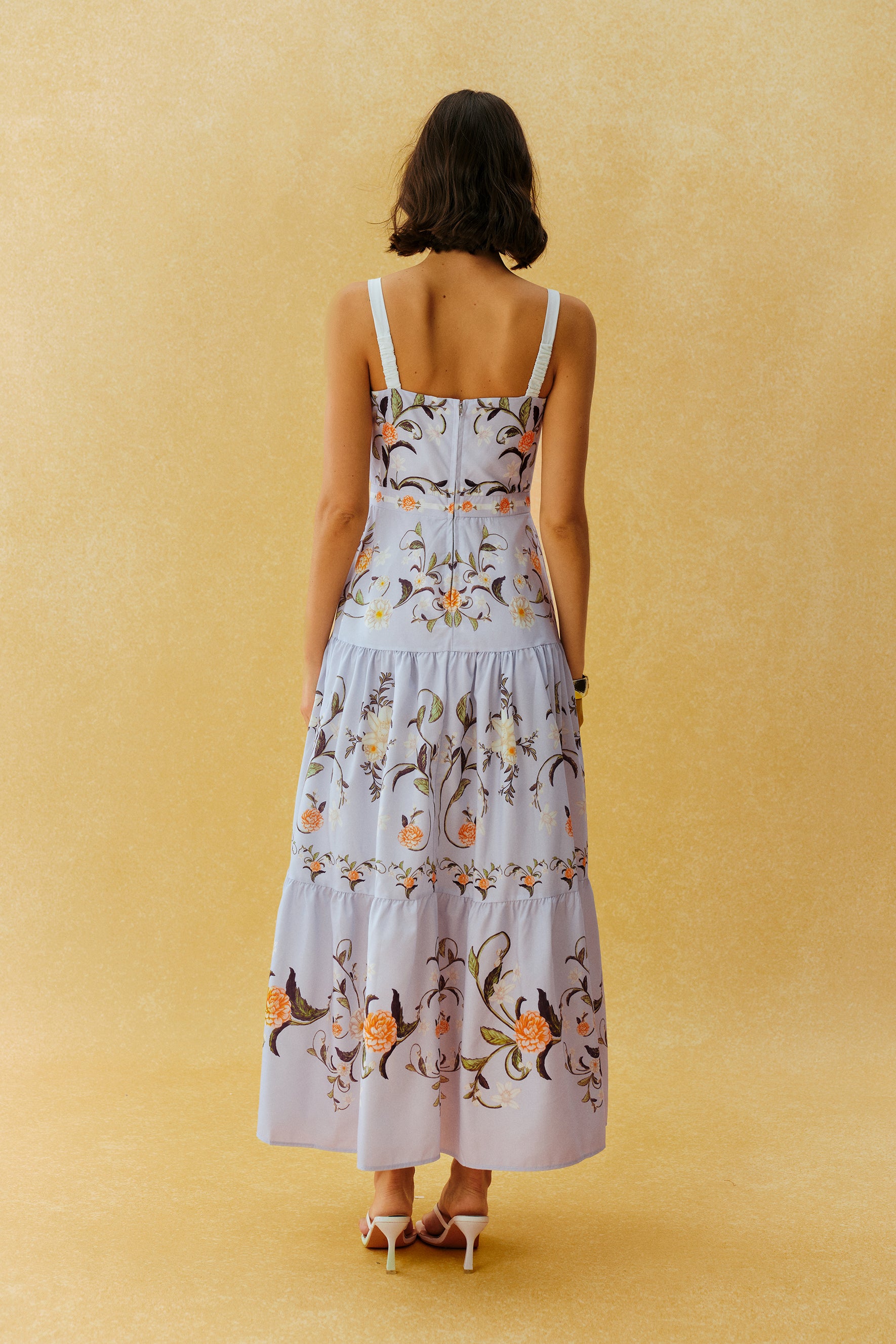 Garden Escape Purple Floral Print Spaghetti Strap Maxi Dress