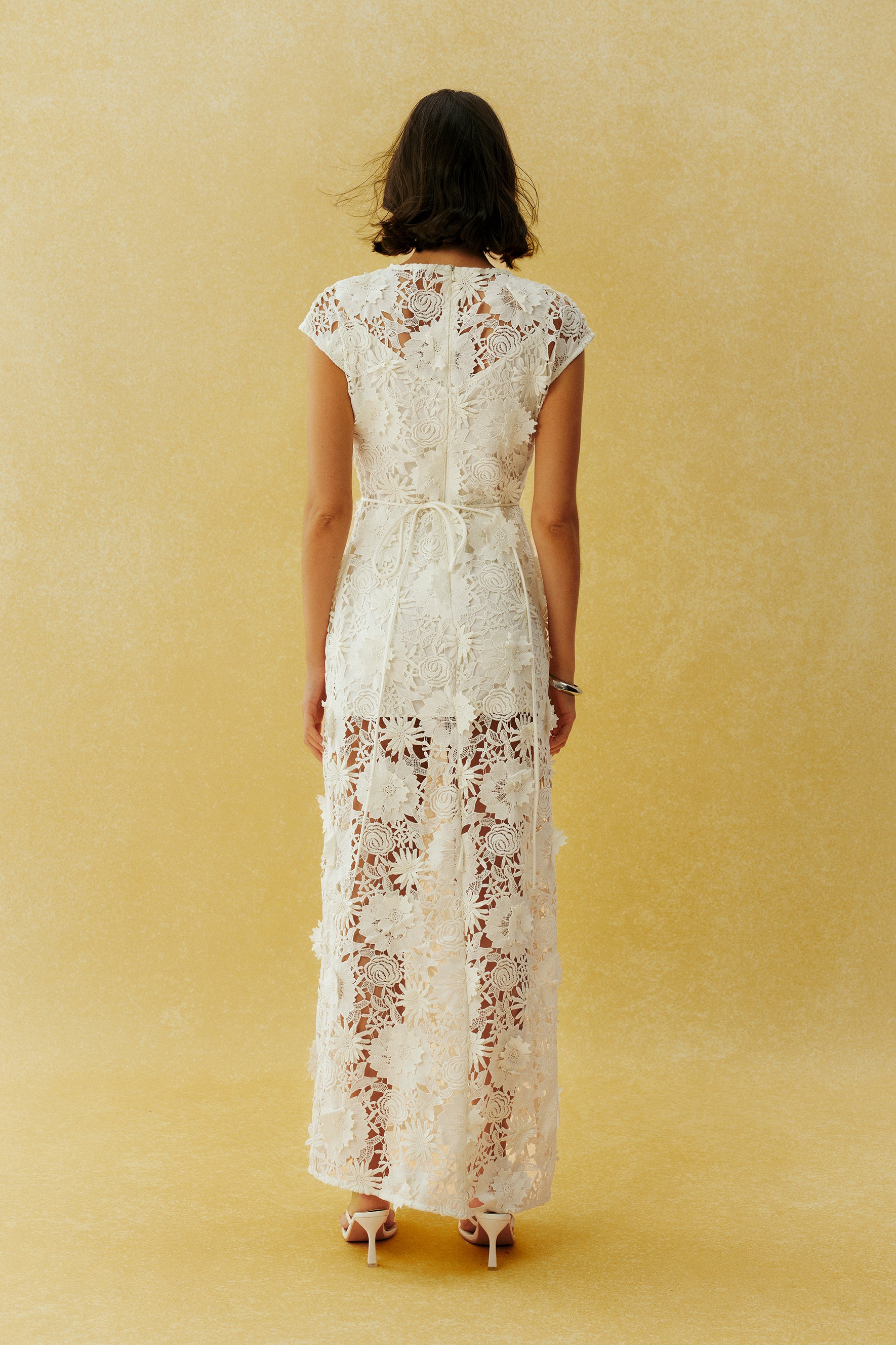 Before the First Kiss White Floral Lace Cap Sleeve Maxi Dress
