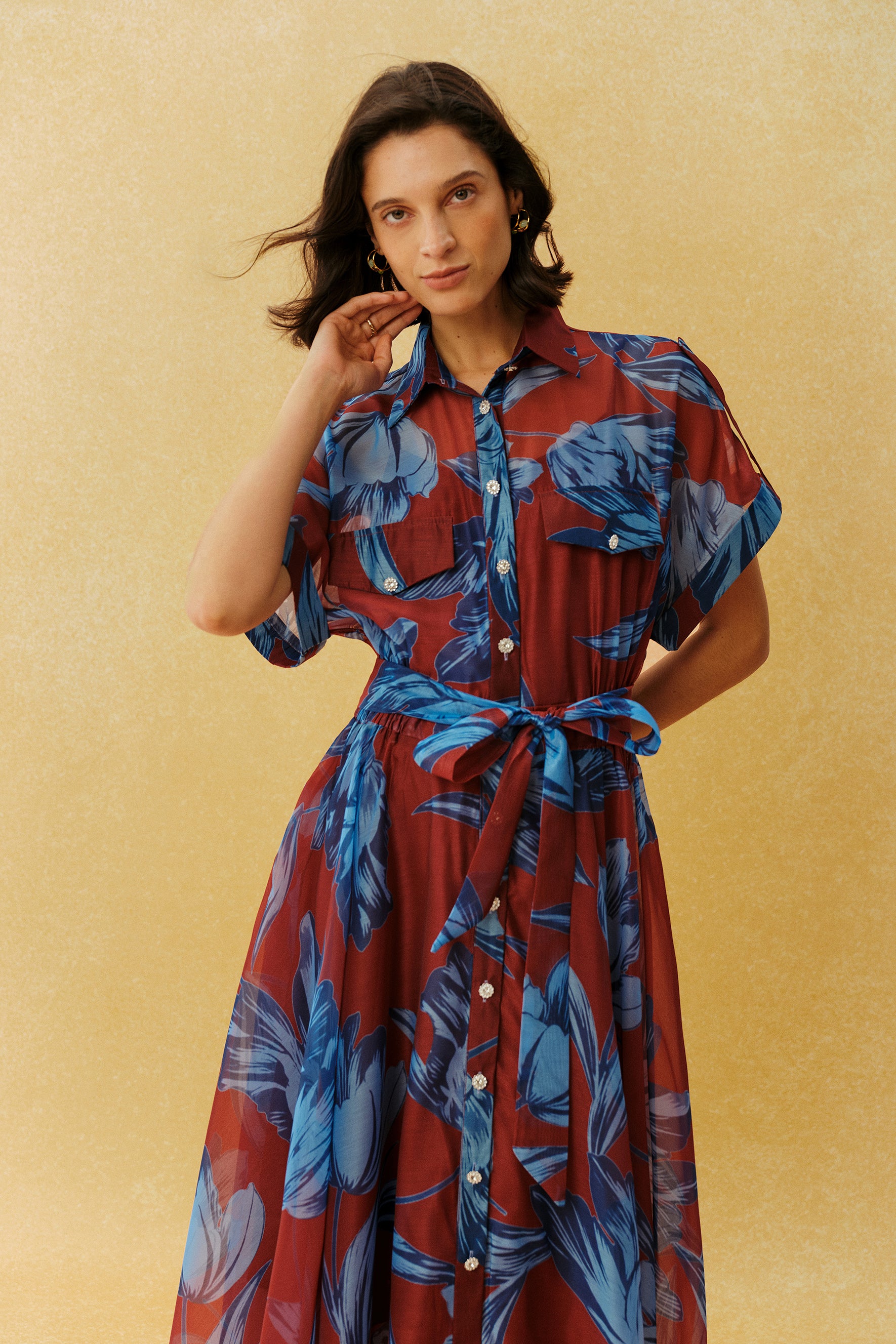Vacation Mode Burgundy Floral Print Short Sleeve Maxi Dress