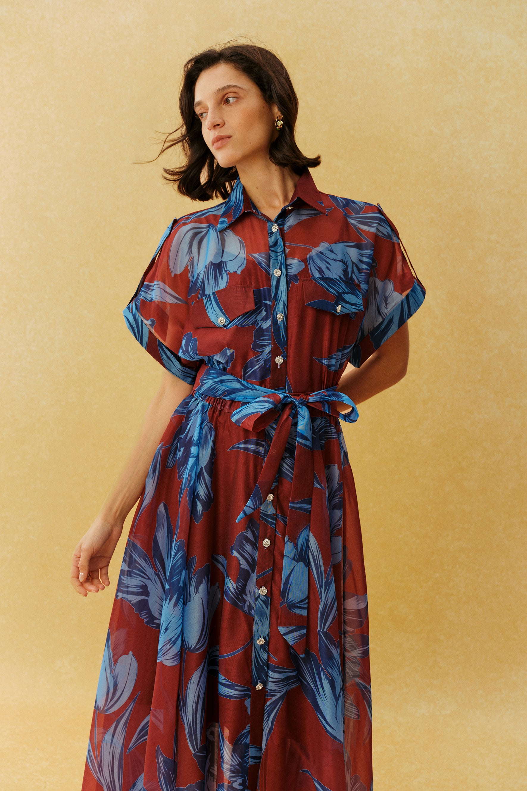 Vacation Mode Burgundy Floral Print Short Sleeve Maxi Dress