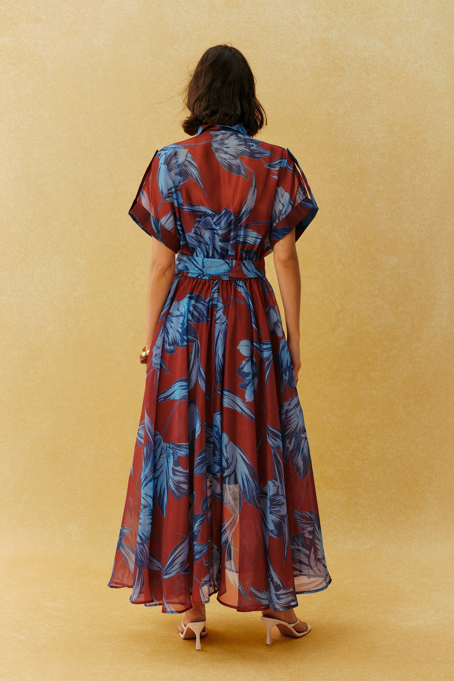 Vacation Mode Burgundy Floral Print Short Sleeve Maxi Dress