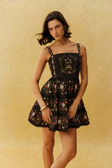Pretty Trouble Black Floral Print Tiered Mini Dress