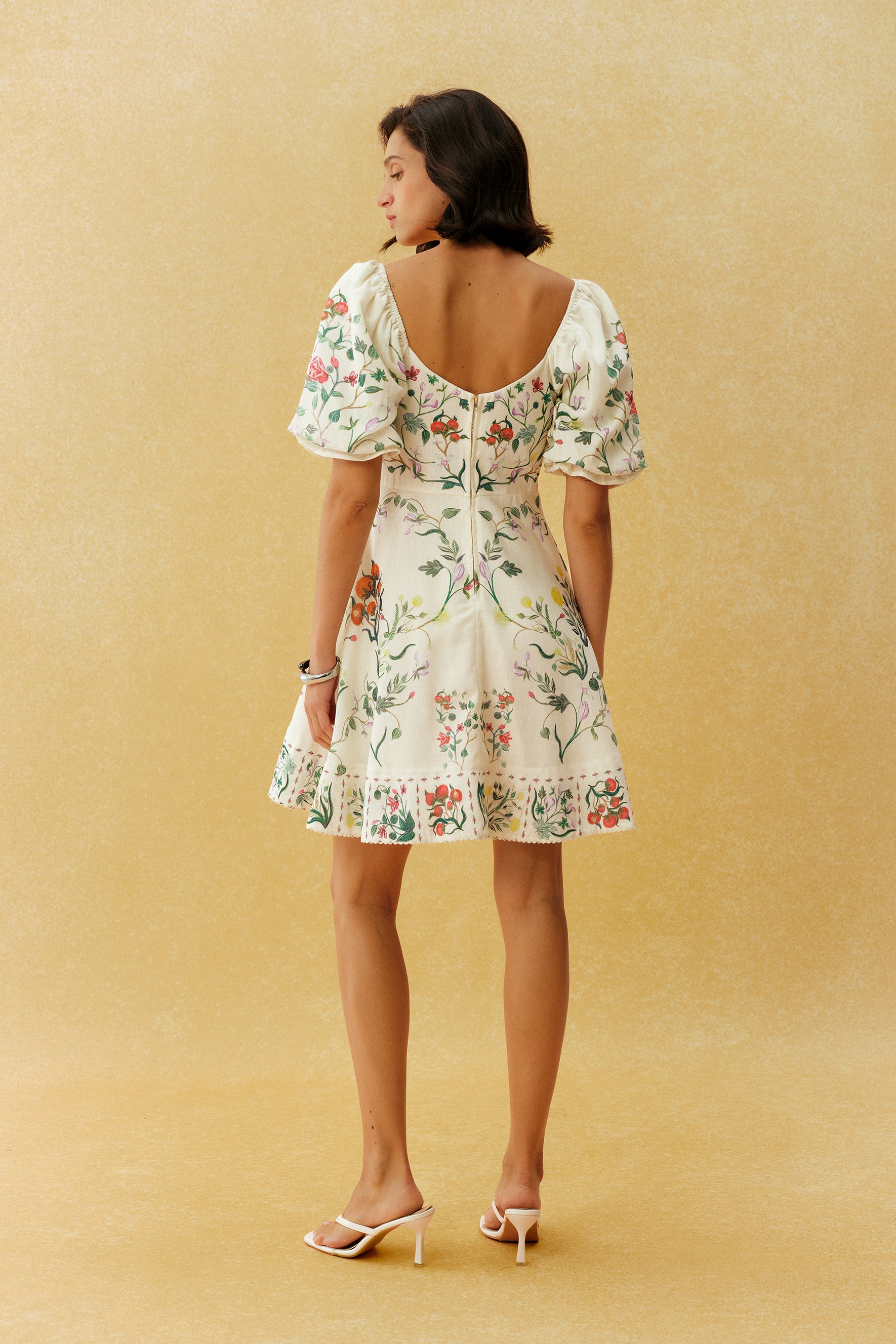 Pretty Hours White Floral Print Puff Sleeve Mini Dress