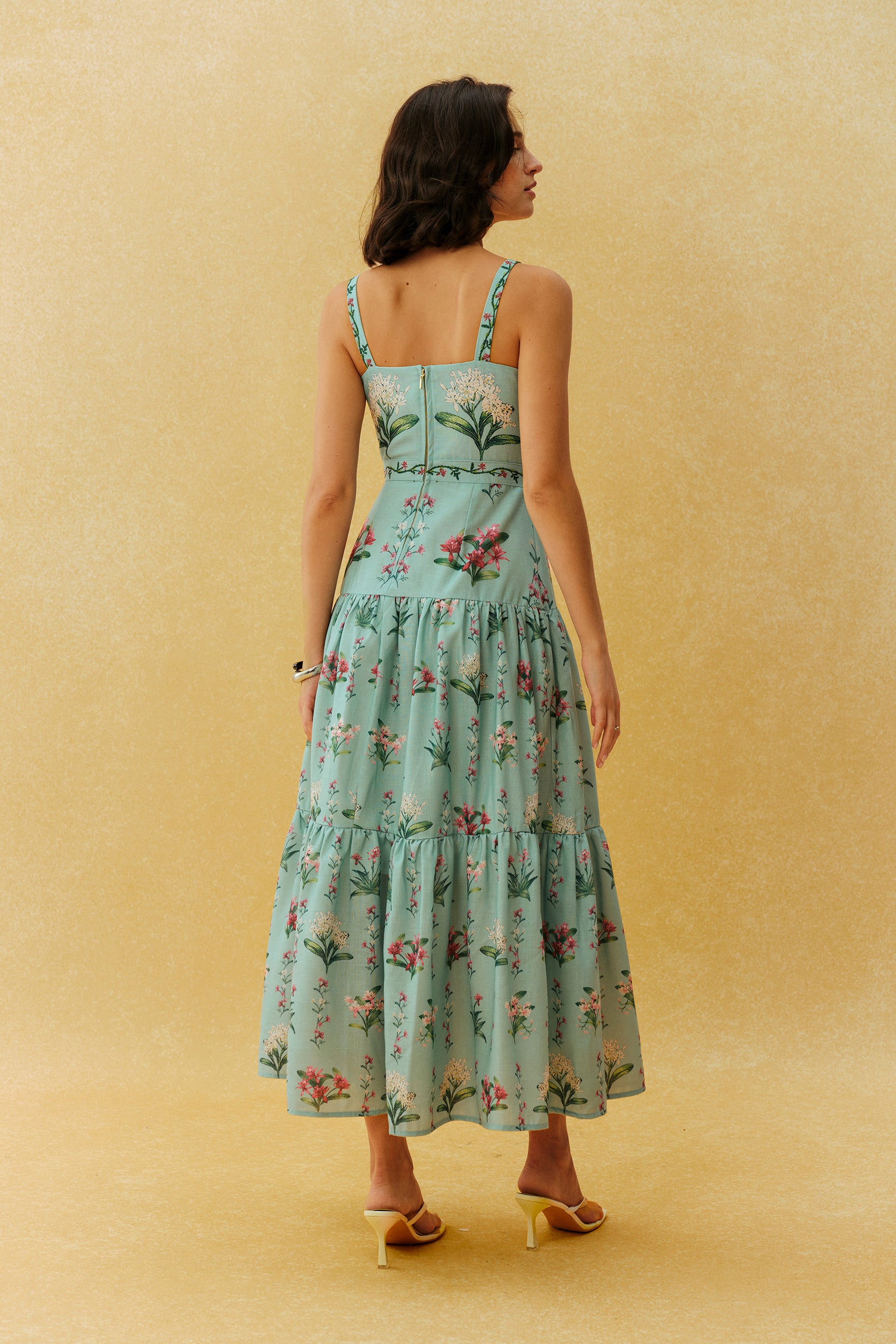 Catch My Smile Aqua Blue Floral Print Tiered Maxi Dress