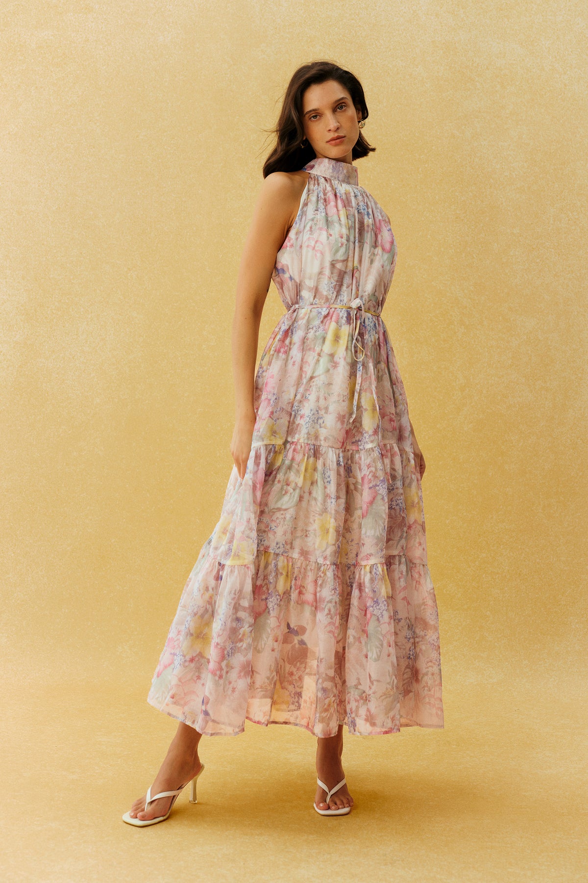 Stay In The Garden Pink Floral Print Sleeveless Maxi Dress