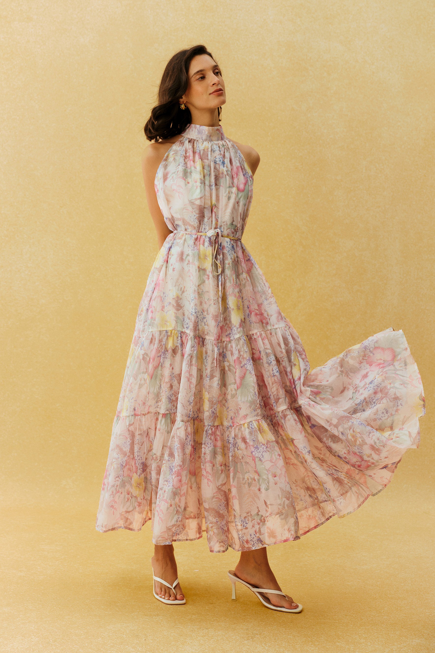 Stay In The Garden Pink Floral Print Sleeveless Maxi Dress