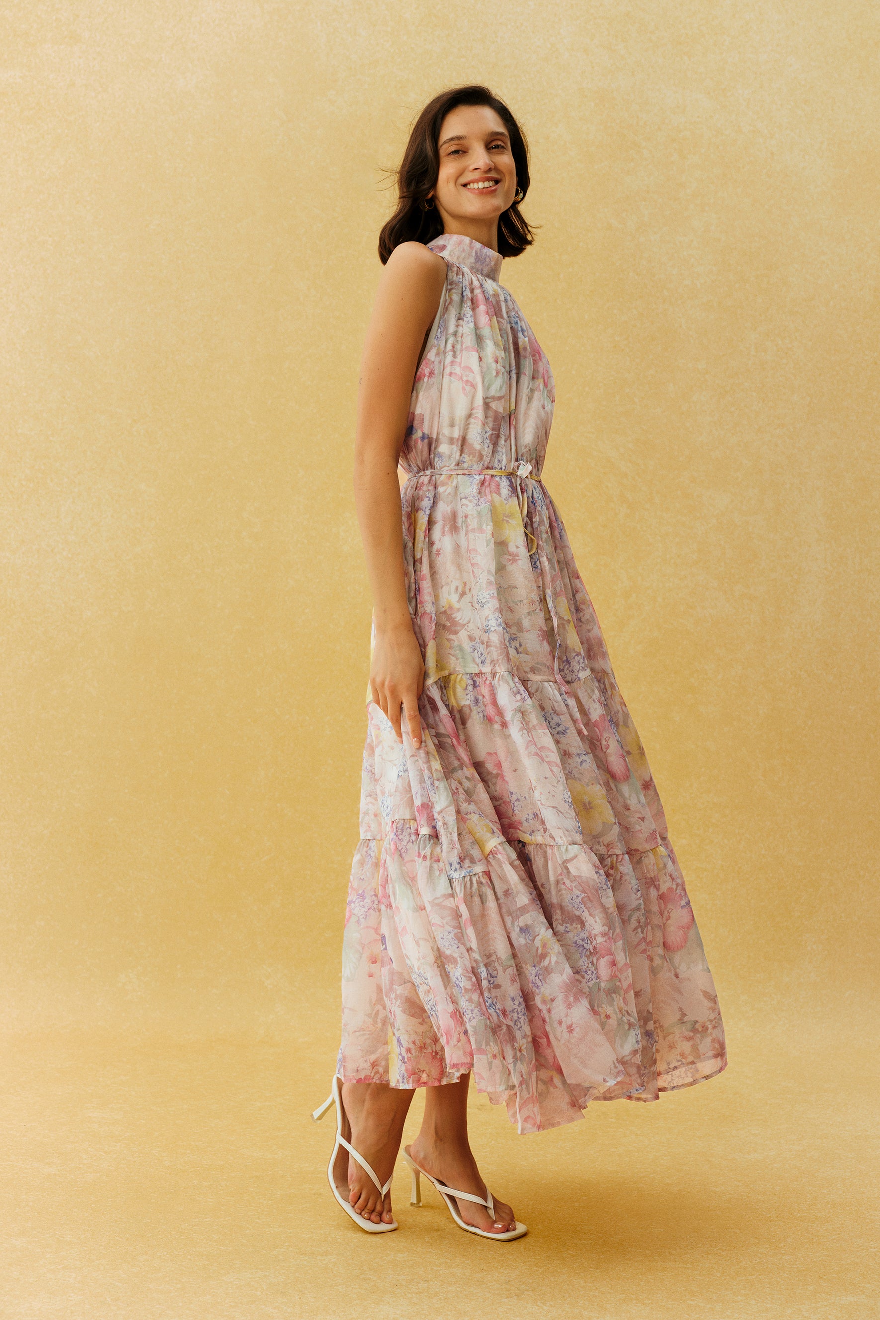 Stay In The Garden Pink Floral Print Sleeveless Maxi Dress