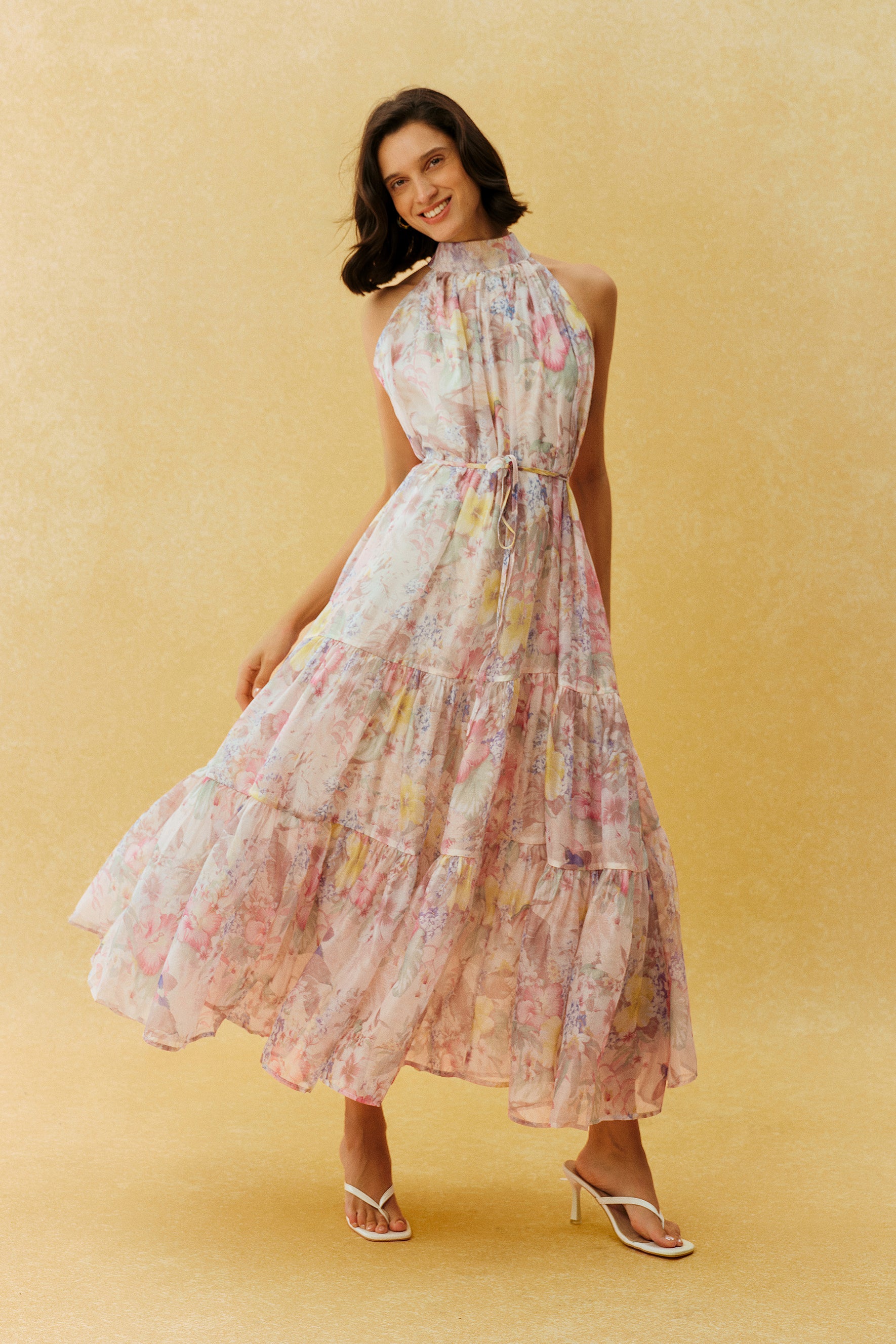 Stay In The Garden Pink Floral Print Sleeveless Maxi Dress