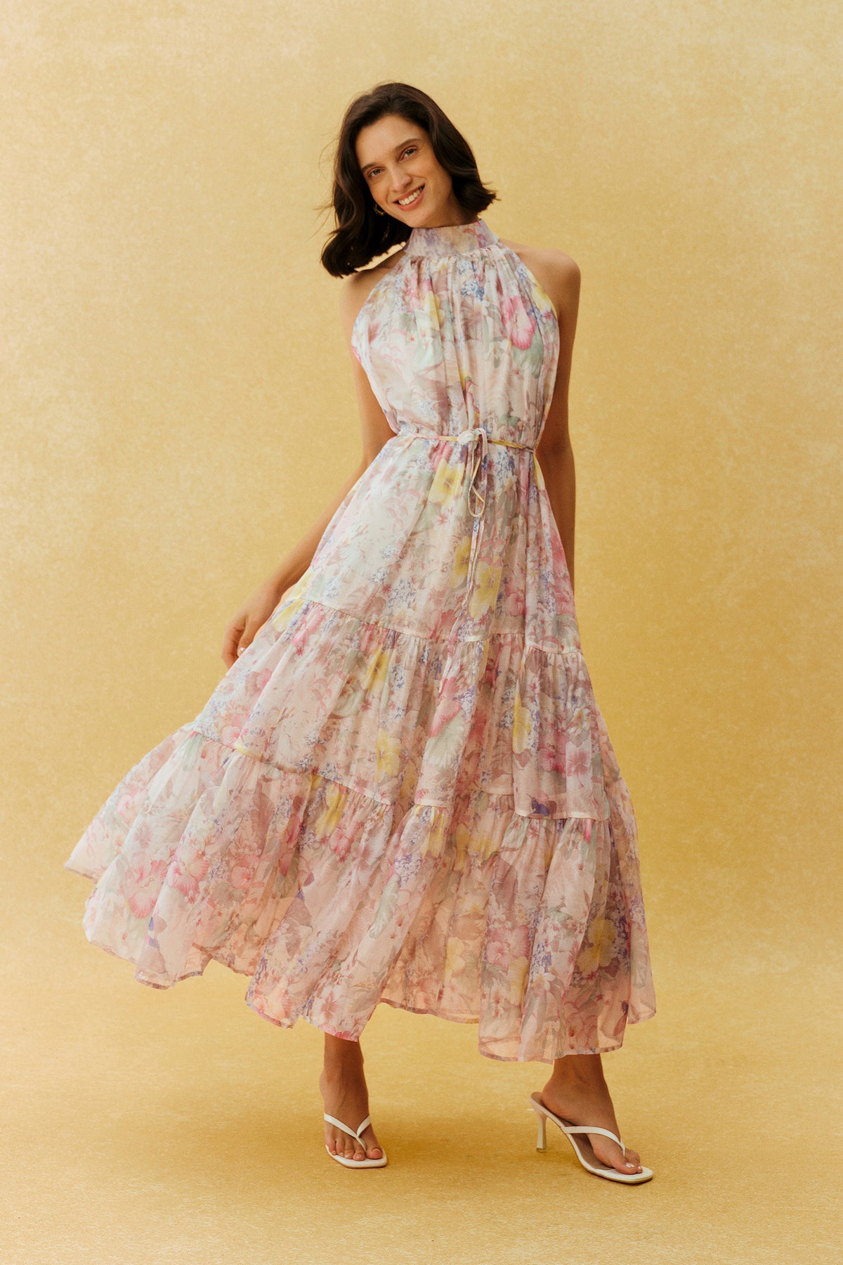Stay In The Garden Pink Floral Print Sleeveless Maxi Dress